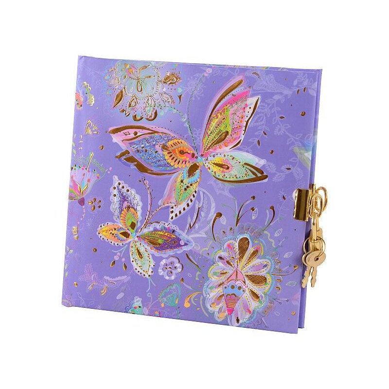 TURNOWSKY - Čtvercový deník se zámečkem, Silver Moon purple, 16,5x16,5 cm, 96 listů, bílý papír (442