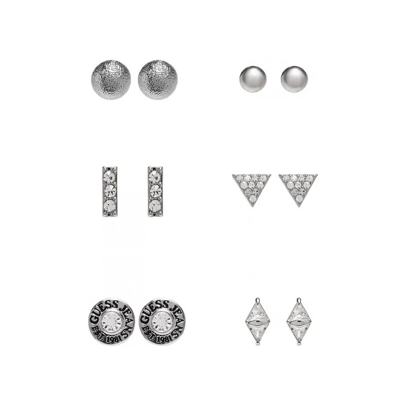 GUESS GUESS Silver-Tone Bling Geometric Stud Earrings Set - silver