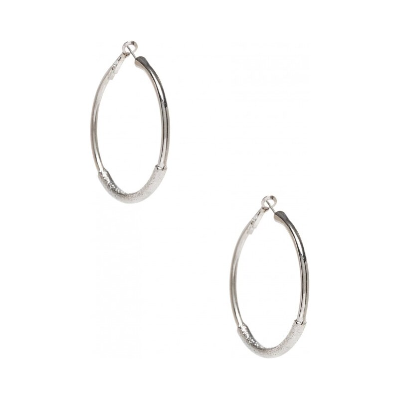 GUESS GUESS Silver-Tone Stardust-Accent Hoops - silver