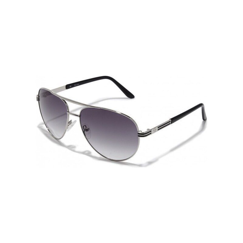 GUESS GUESS Metal Aviator Sunglasses with Stripes - silver