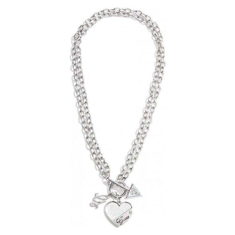 GUESS Dámský náhrdelník Heart Link Necklace - stříbrná