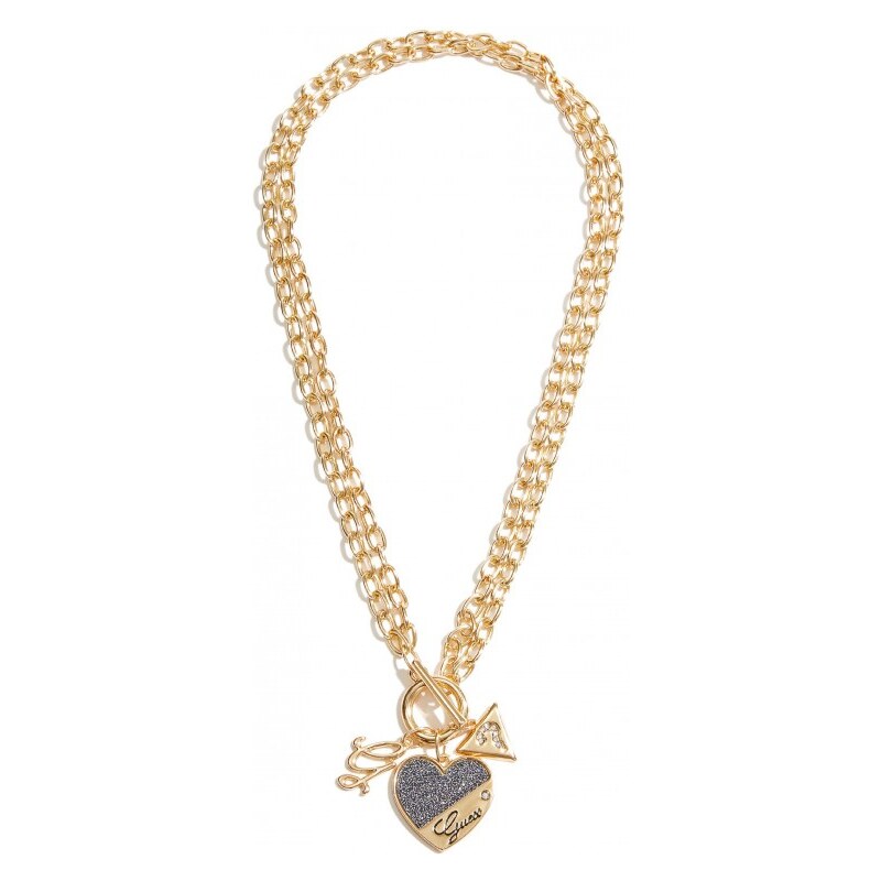 GUESS Dámský náhrdelník Heart Link Necklace - zlatá