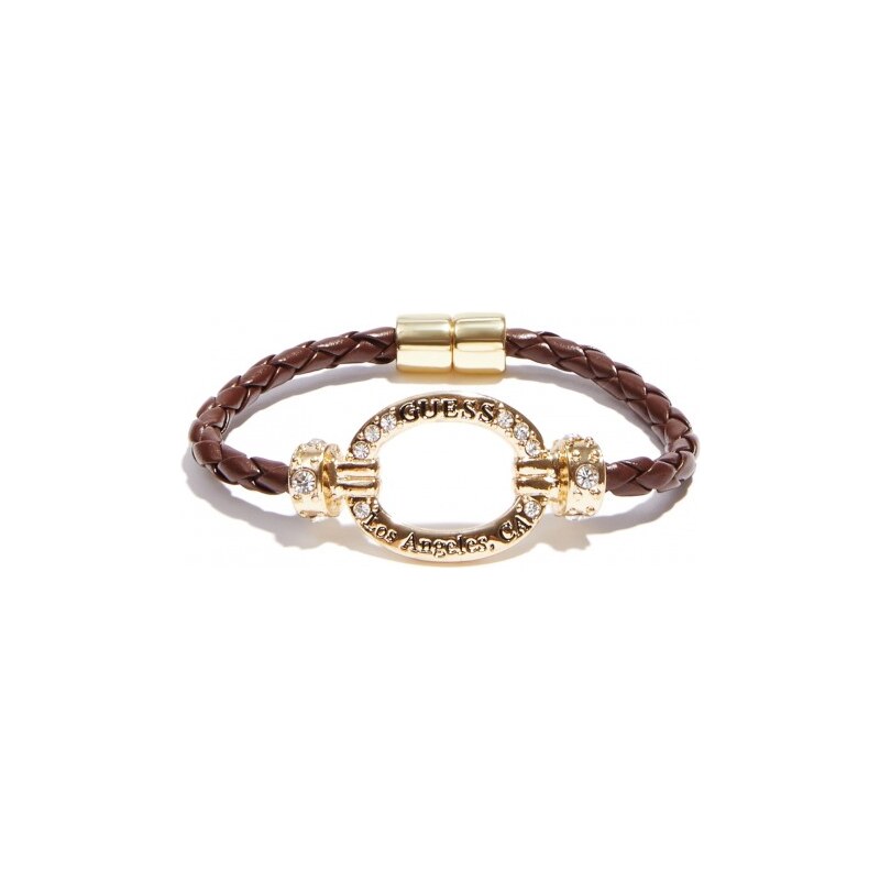 GUESS GUESS Gold-Tone Braided Magnetic Bracelet - brown