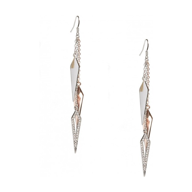 GUESS GUESS Silver and Rose Gold-Tone Chandelier Earrings - silver