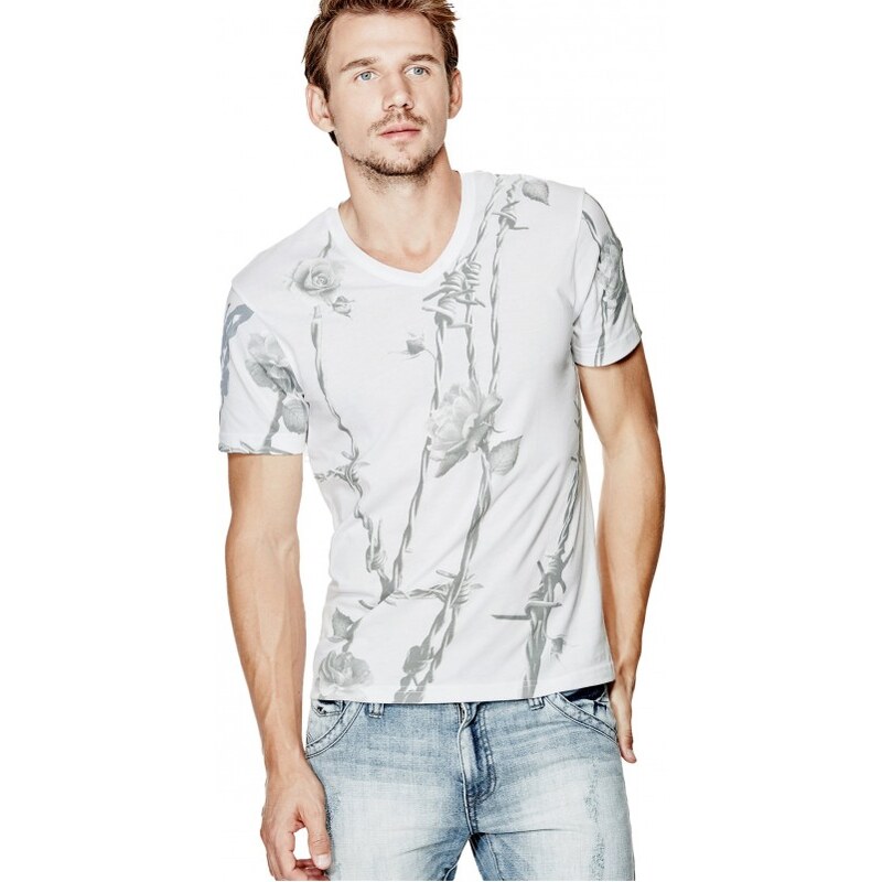 GUESS GUESS Flemming V-Neck Tee - true white