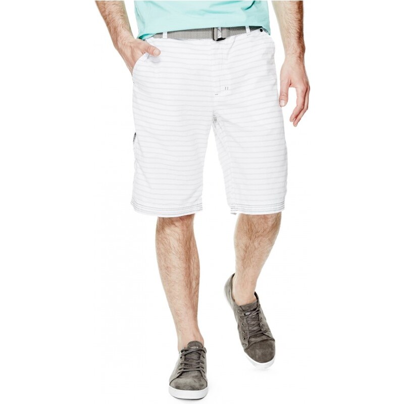GUESS Carlyle Double Striped Shorts - true white