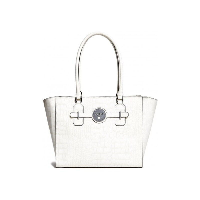 GUESS GUESS Delrose Croc-Embossed Carryall - chalk