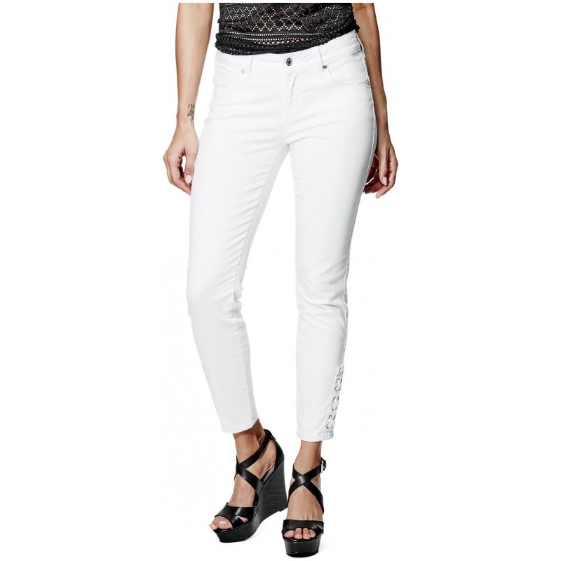 GUESS GUESS Fianna Lace-Up Ankle Jeans in True White Wash - true white