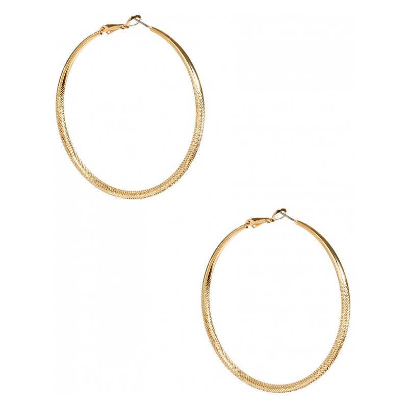 GUESS GUESS Gold-Tone Large Textured Hoops - gold