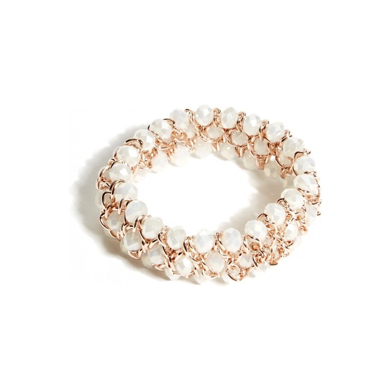 GUESS GUESS Rose Gold-Tone Thick Stretch Bracelet - white
