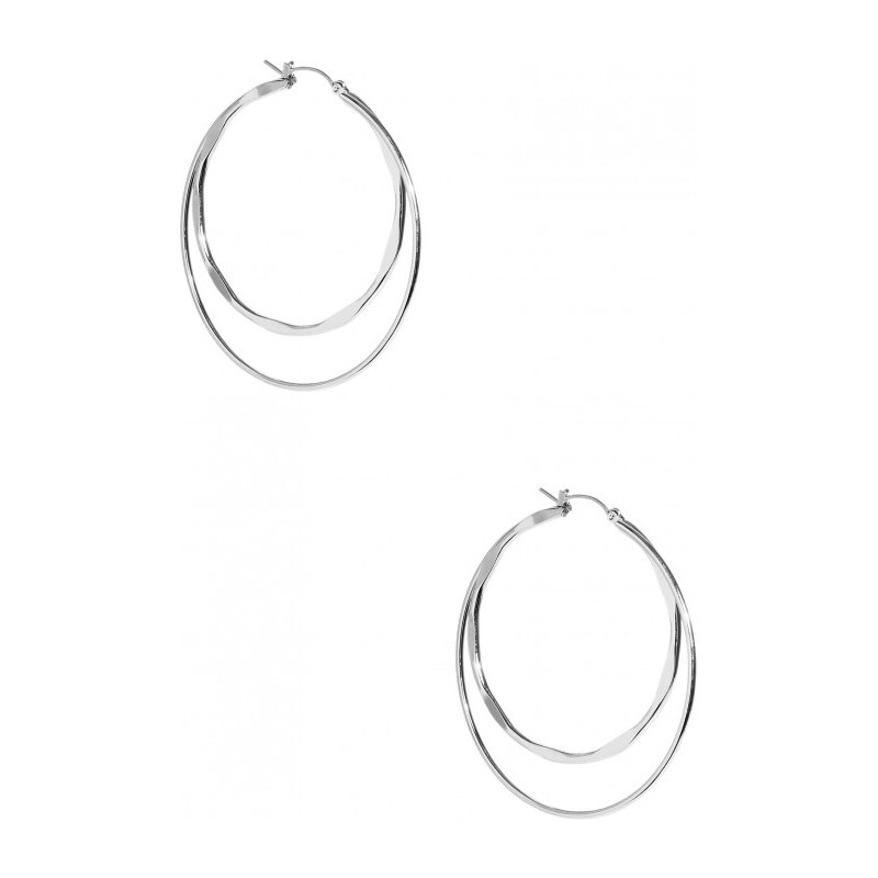 GUESS GUESS Silver-Tone Double-Layer Hoops - silver