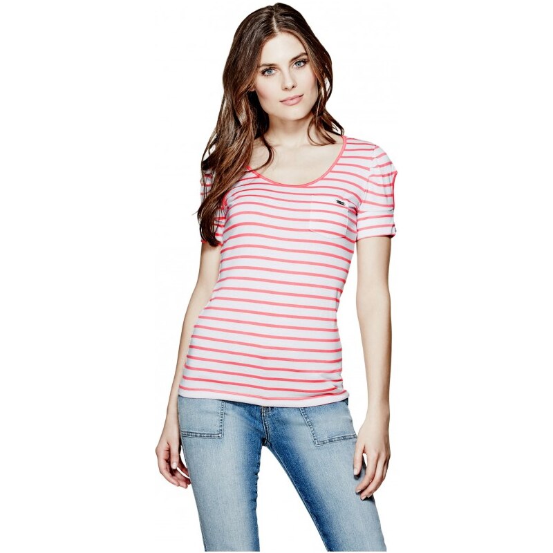 GUESS GUESS Adria Short-Sleeve Striped Top - 829 sugarberry multi