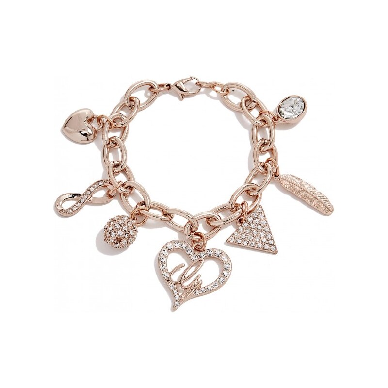 GUESS GUESS Rose Gold-Tone Link Charm Bracelet - rose gold