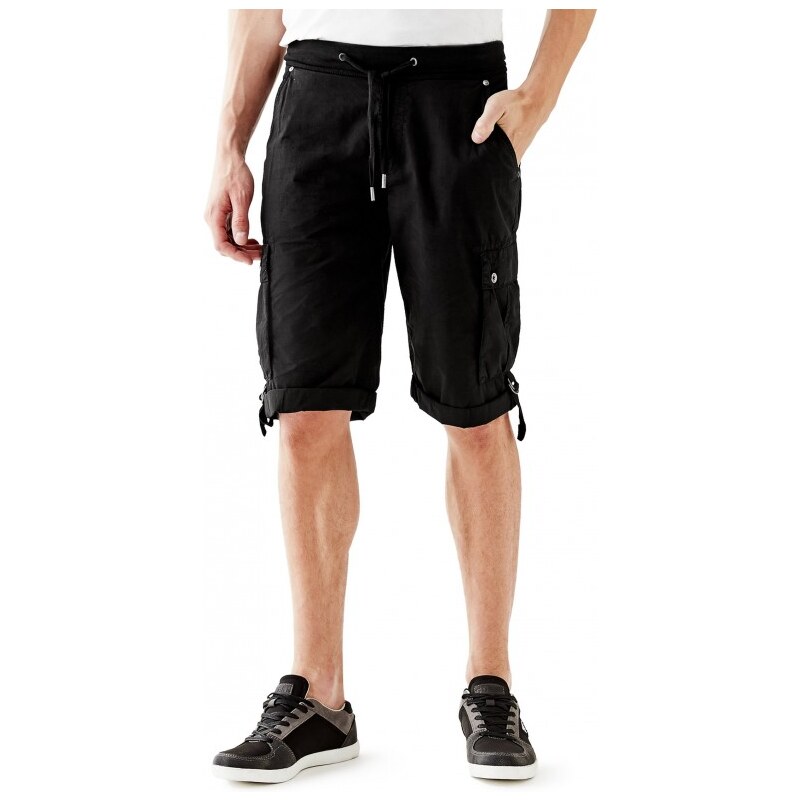 GUESS GUESS Knit-Waistband Utility-Fit Cargo Shorts - jet black