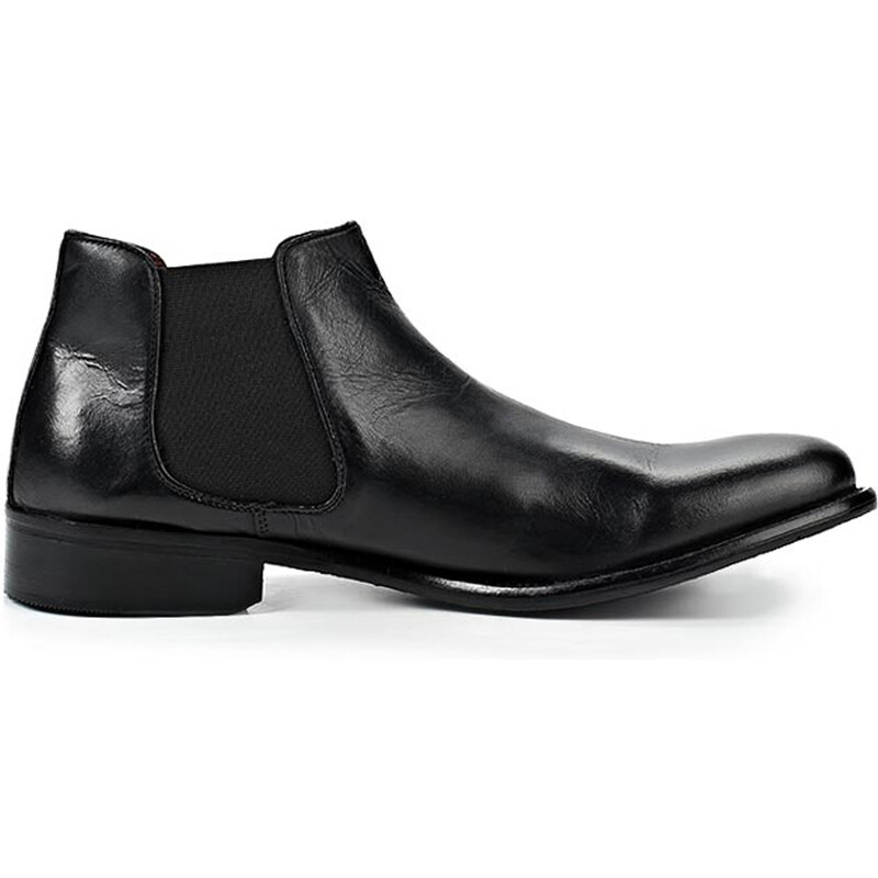 Černé pánské kožené kotníkové boty Paolo Vandini