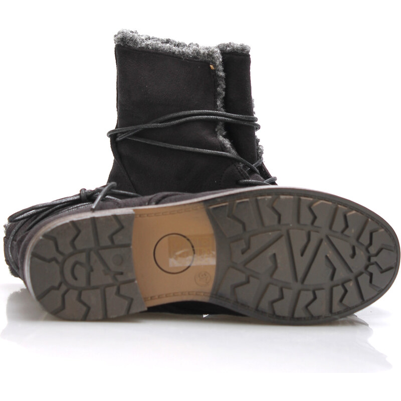 Černé šněrovací boty s kožíškem Claudia Ghizzani