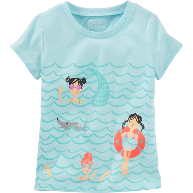 Oshkosh Dívčí tričko s potiskem ve vodě - modré