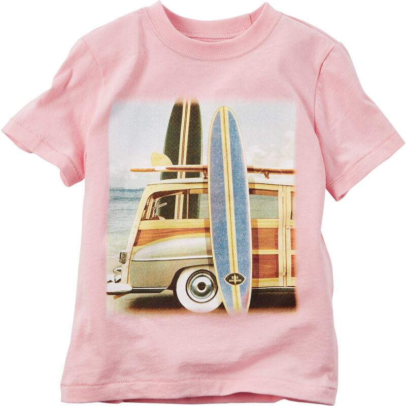 Carter's Dívčí tričko se surfařským potiskem - růžové