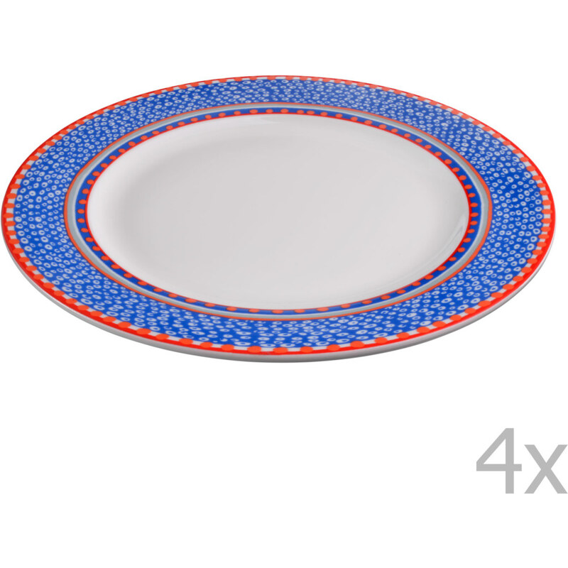 Sada 4 porcelánových talířů Oilily 27 cm, modrá