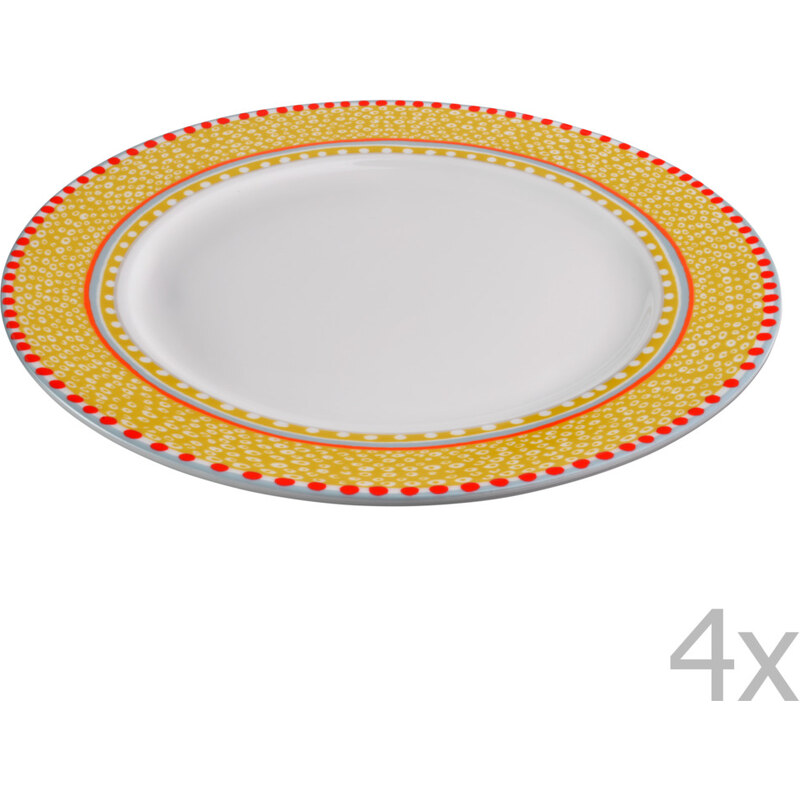 Sada 4 porcelánových talířů Oilily 27 cm, žlutá