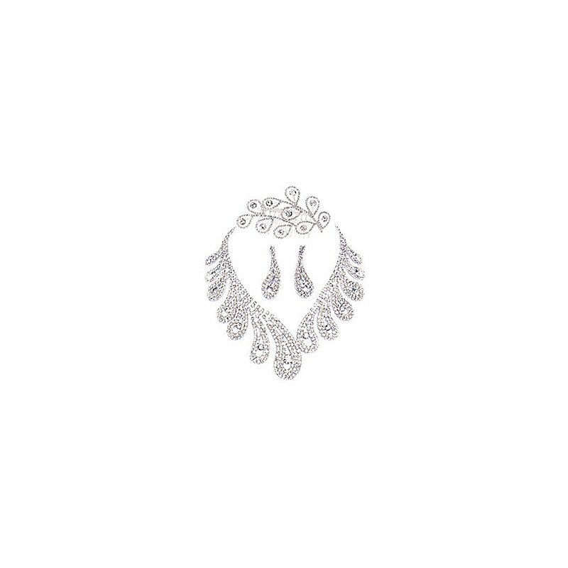 LightInTheBox Shining Alloy Silver Plated With Rhinestone Wedding Bridal Tiara Necklace Earrings Jewelry Set