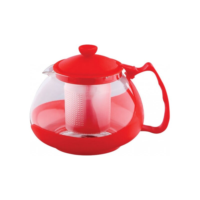 Konvice na čaj sklo plast 750 ml červená RENBERG RB-3026cerv