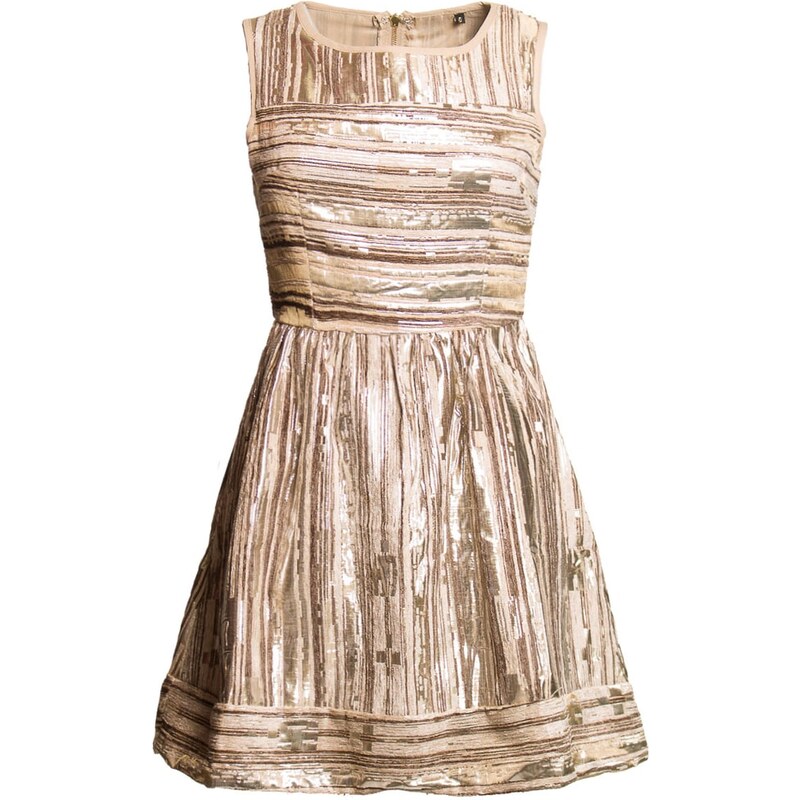 Due Linee Dámské elegantní šaty A střih s pruhy - zlatá