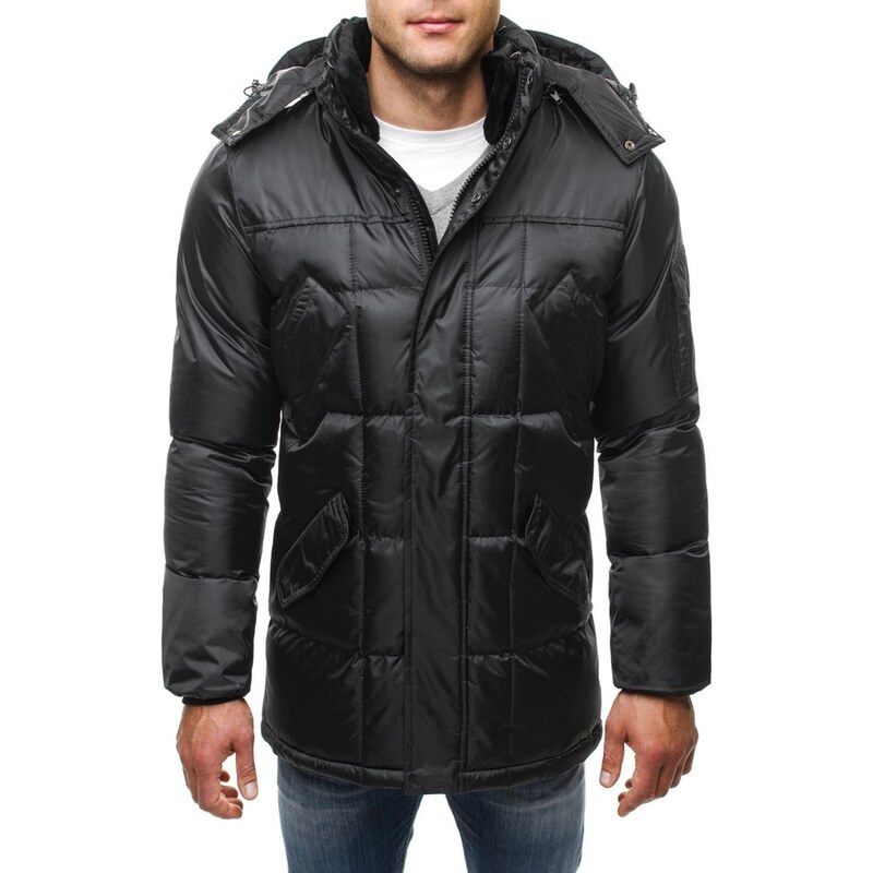 Lesklá černá zimní bunda 5505