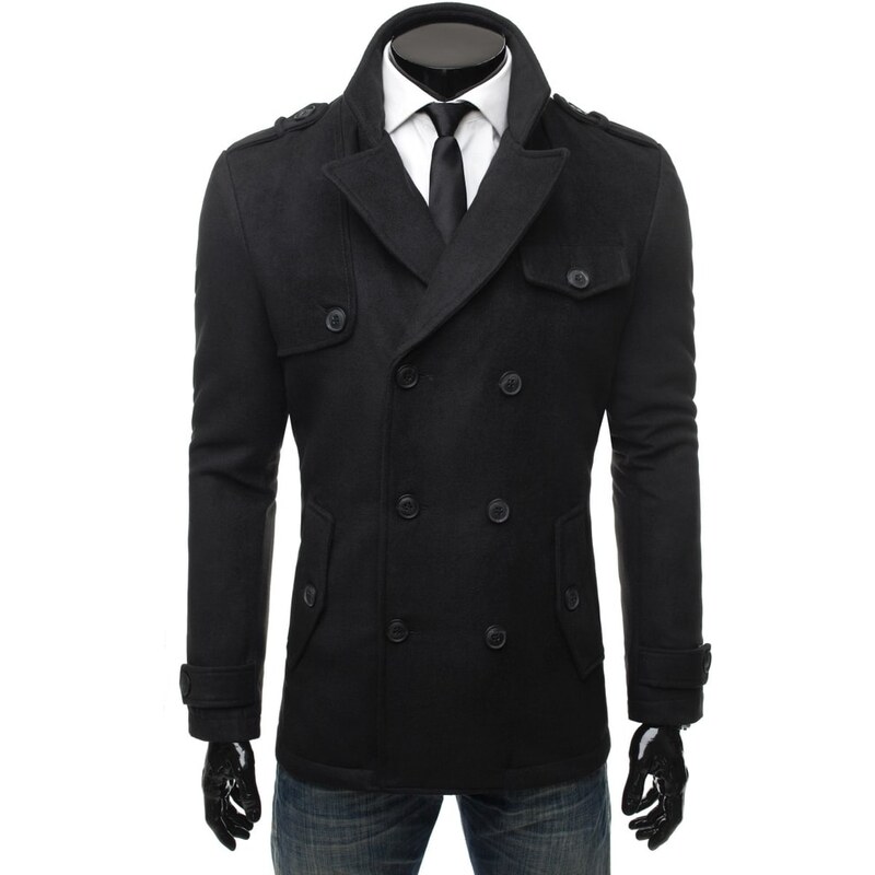Vkusný černý kabát podzimní 3053