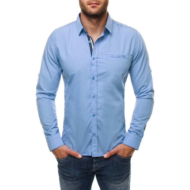 Atraktivní nebesky modrá košile Raw Lucci 528