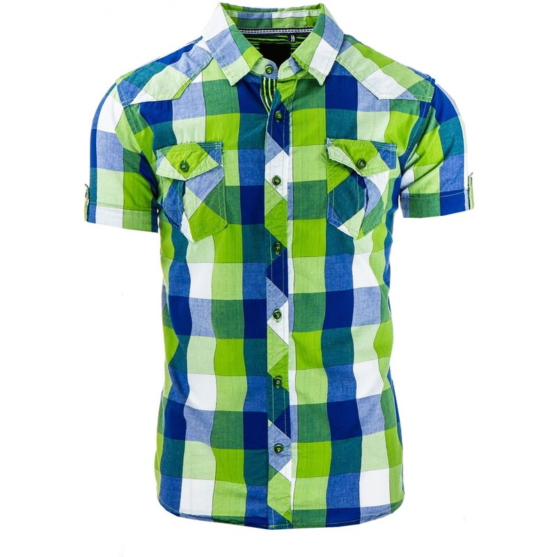 Zelenomodrá pánská košile v moderním stylu