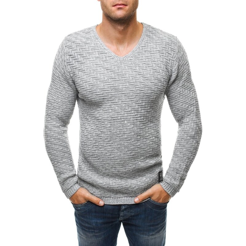 Pohodlný sivý sveter 256030
