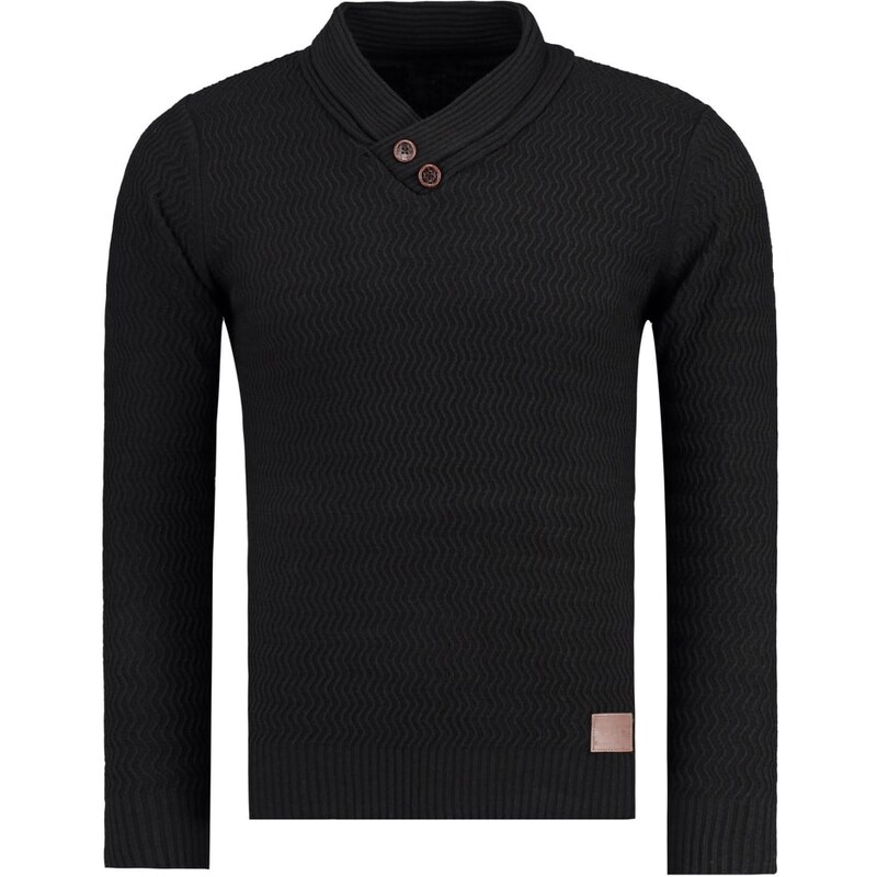Módní černý pohodlný svetr (wx0727)
