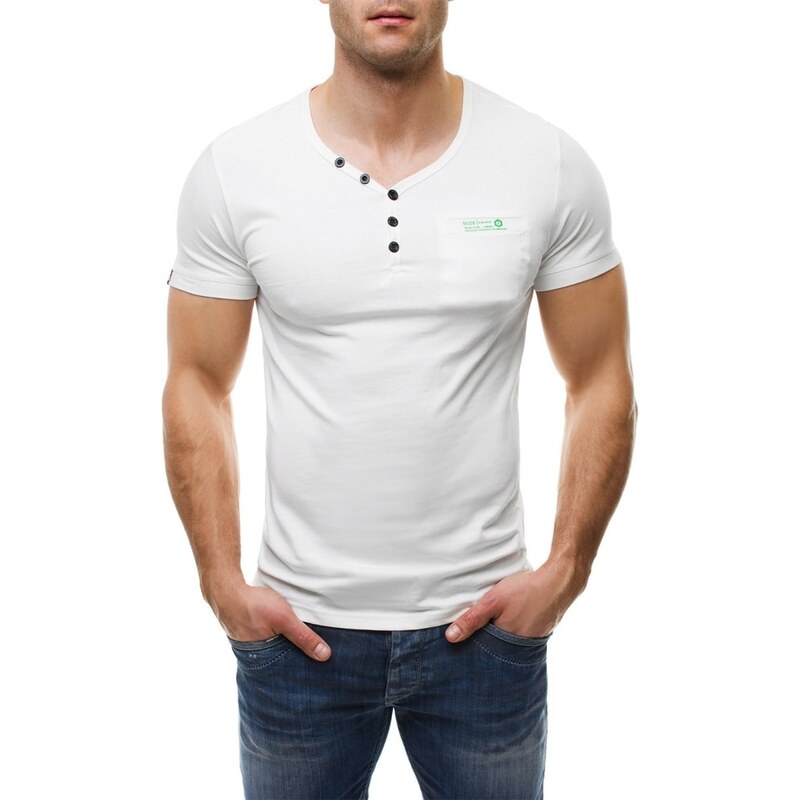 Bílé bavlněné tričko pro pány 6152