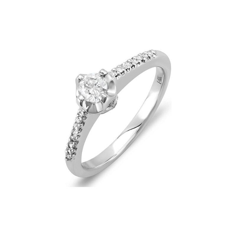 Zásnubní prsten z bílého zlata s diamanty KLENOTA