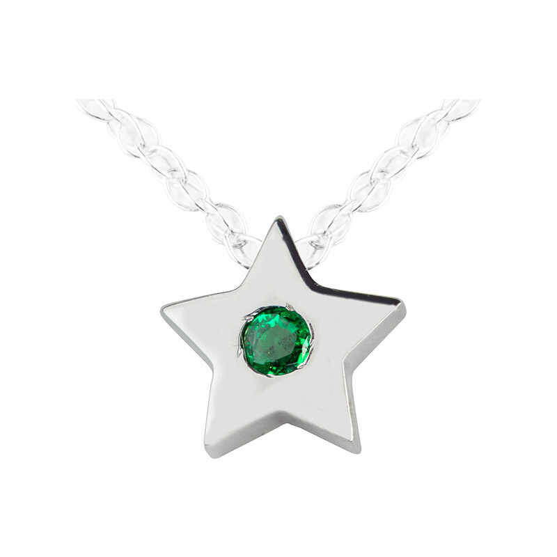 Přívěsek z bílého zlata se smaragdem ve tvaru hvězdy KLENOTA