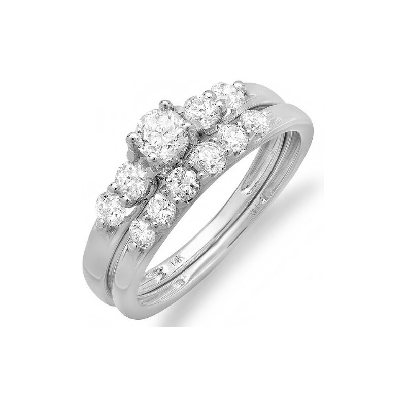 Snubní a zásnubní prsteny z bílého zlata s diamanty KLENOTA