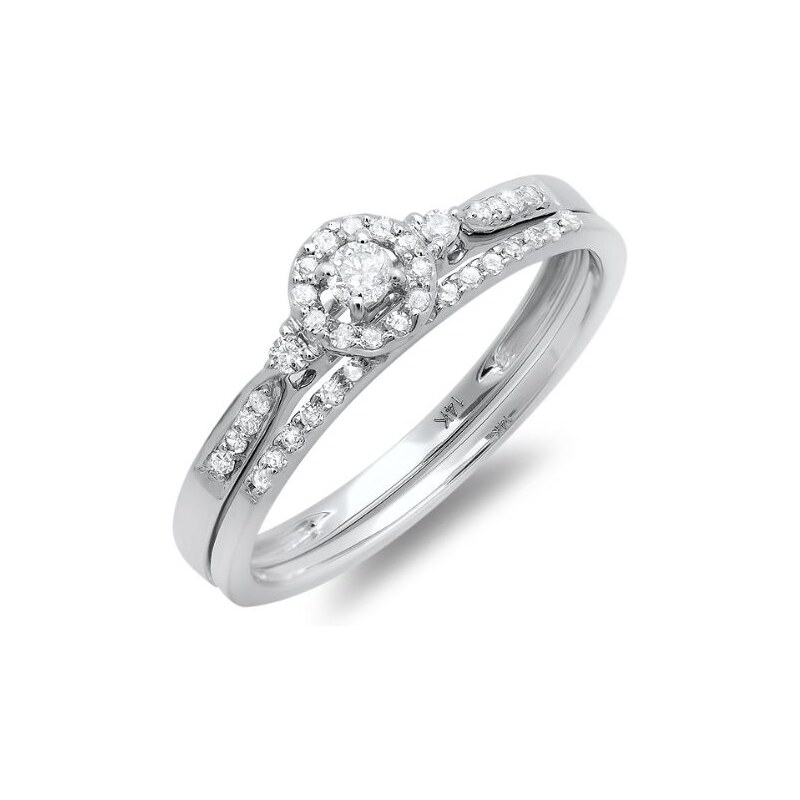 Snubní a zásnubní prsten s diamanty KLENOTA