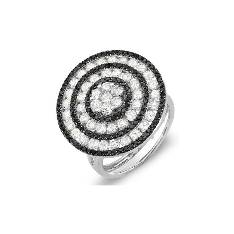 KLENOTA Černobílý koktejlový prsten s mnoha diamanty