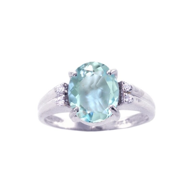 Zlatý prsten s modrým topazem a diamanty KLENOTA