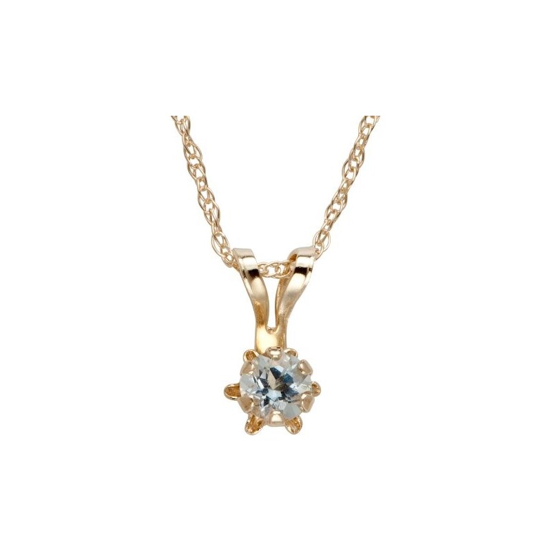 Zlatý náhrdelník pro děti s akvamarínem KLENOTA