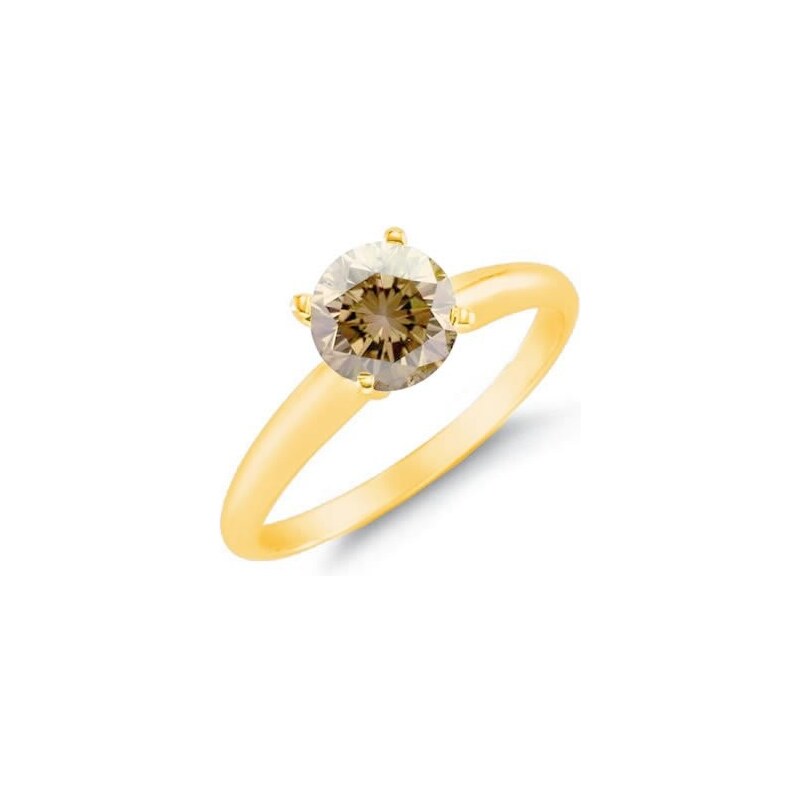 Zlatý prsten s hnědým diamantem KLENOTA