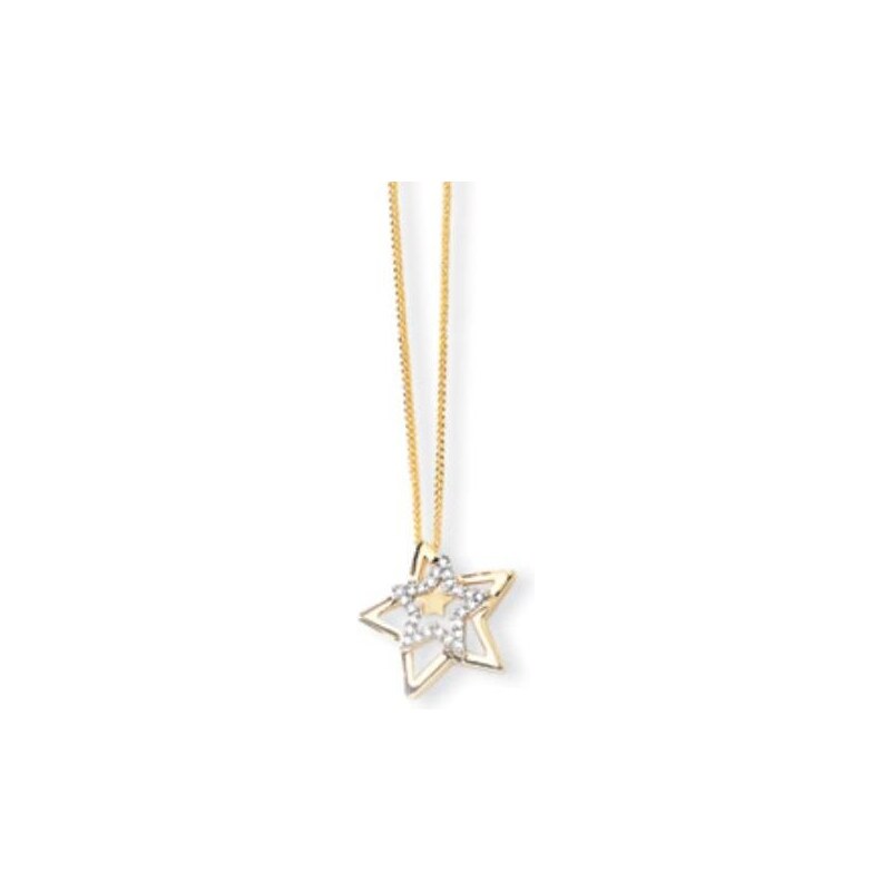 Klenota Zlatý přívěsek ve tvaru hvězdy s diamanty