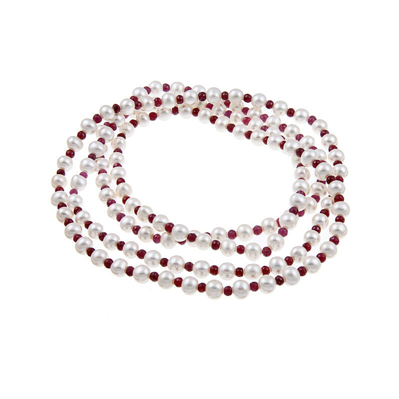 Rubínový náhrdelník s perlami KLENOTA