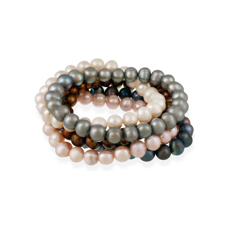 Souprava pěti různobarevných perlových náramků KLENOTA