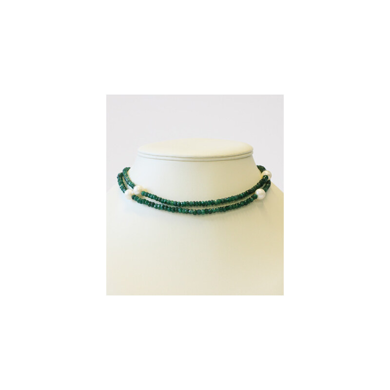 Náhrdelník ze smaragdů a perel KLENOTA cl0055