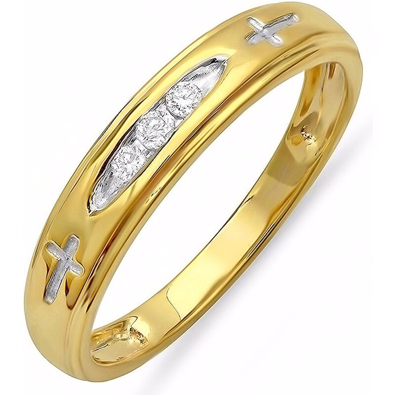 Pozlacený stříbrný prsten s diamanty KLENOTA