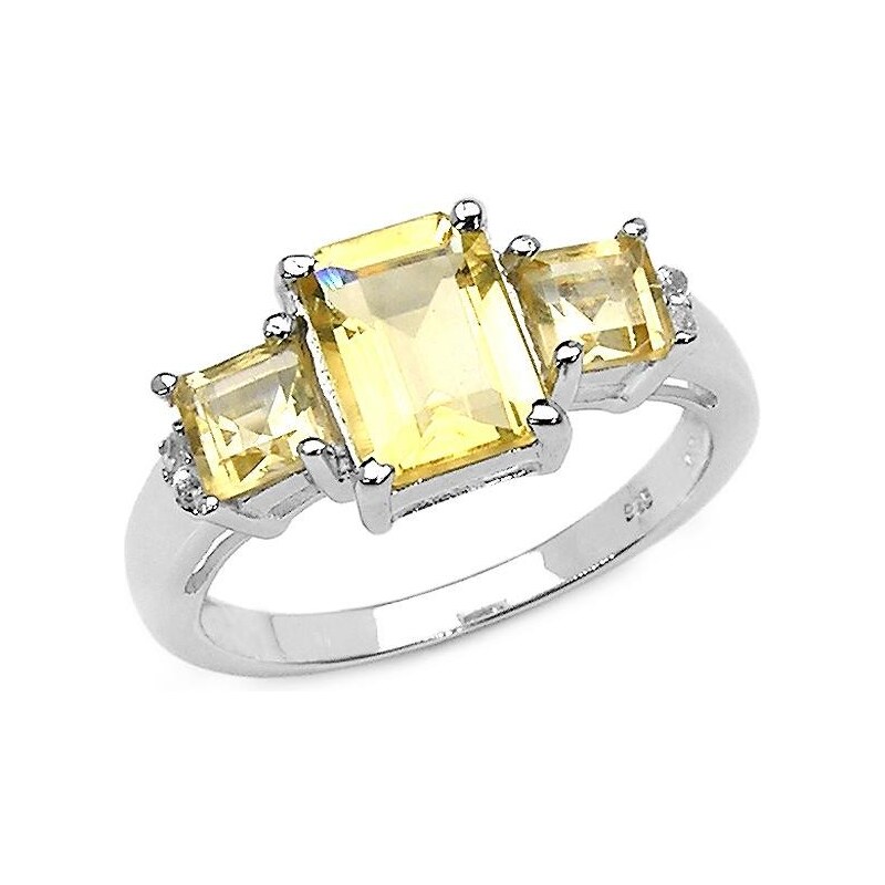 Citrínový prsten s diamanty KLENOTA