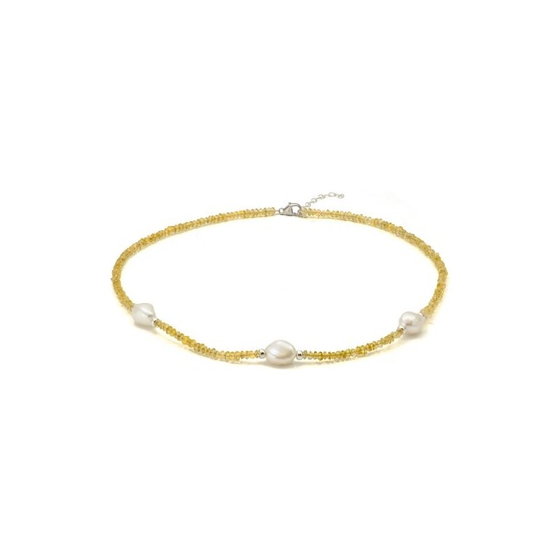 Citrínový náhrdelník s perlami KLENOTA