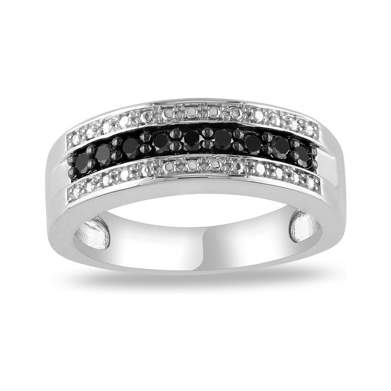 Stříbrný prsten s diamanty po obvodu KLENOTA